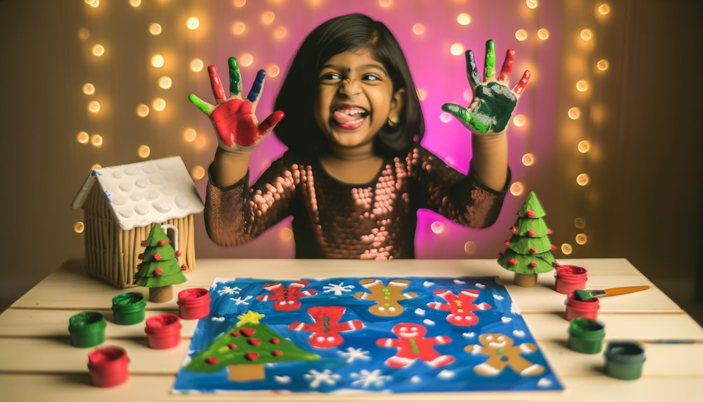 christmas themed finger painting