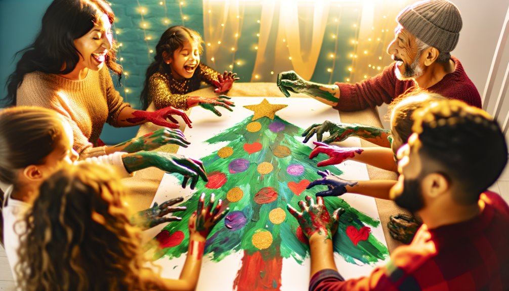 finger painting christmas trees