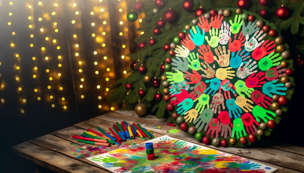 handprint holiday wreaths decoration