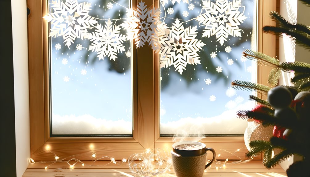 snowy window decorations