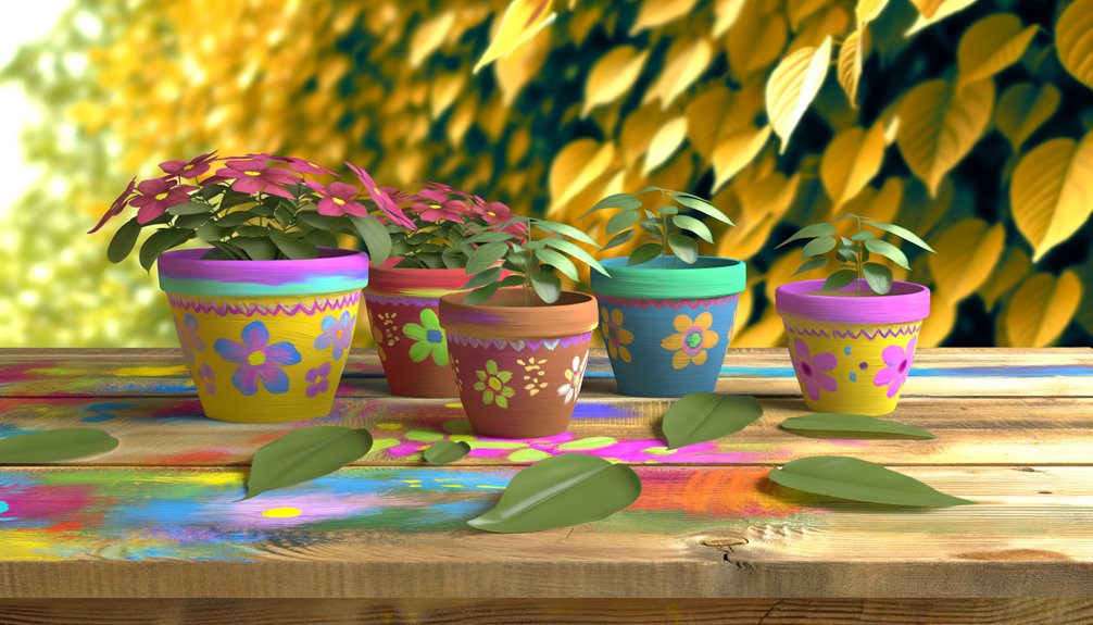 watercolor painted flower pots